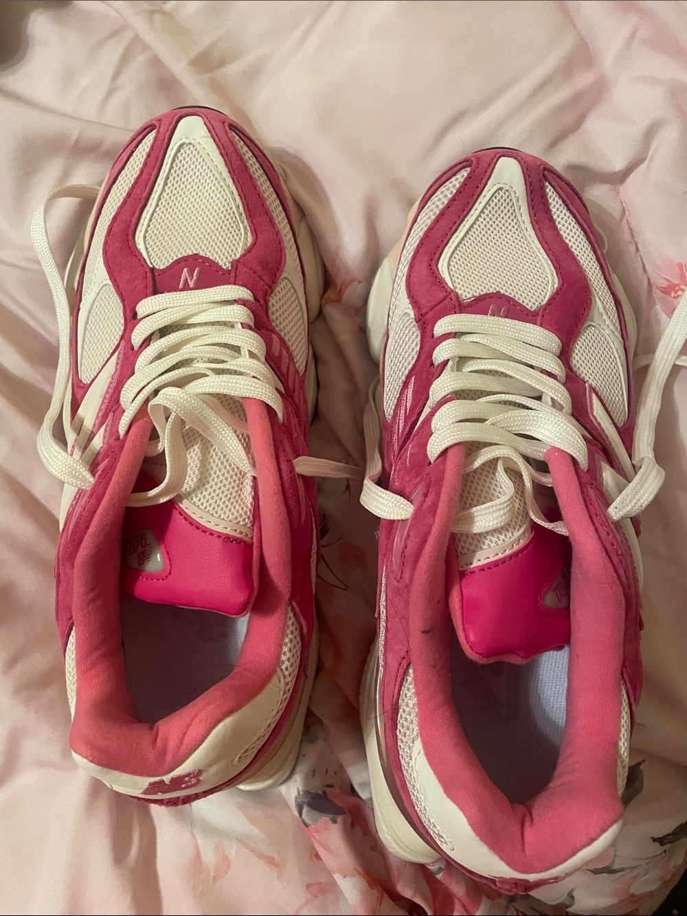 Women's Pink and White Athletic Sneakers